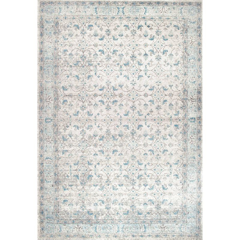 8'x10' Vintage Rio Area Rug Aqua- nuLOOM: Shabby Chic, Stain-Resistant, Low Pile, Machine Made, Indoor Use