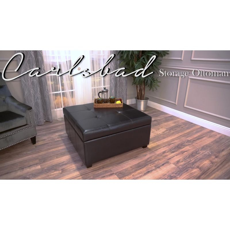 Christopher Knight Home Canyons Bonded Leather Storage Ottoman Dark Brown: Upholstered Bench, Hardwood Frame