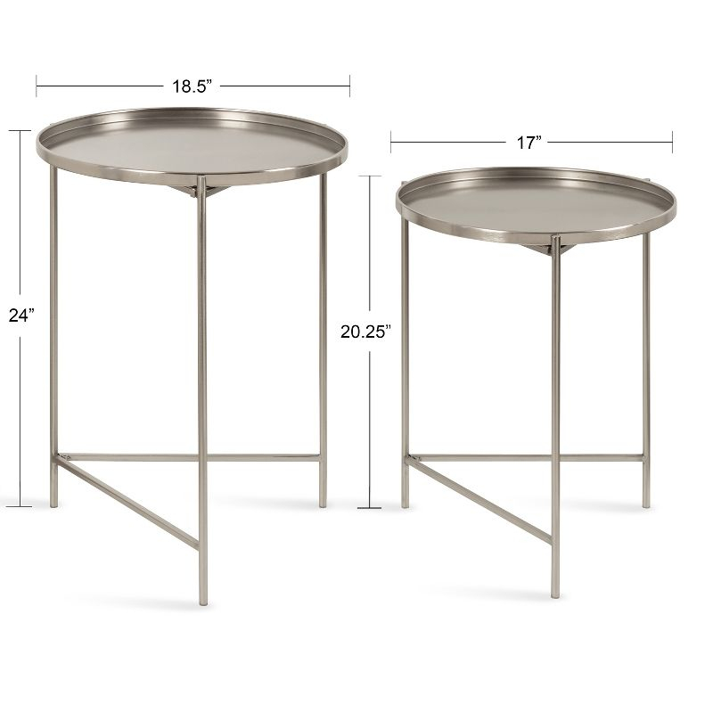 Kate and Laurel Ulani Round Metal Nesting Table, 2 Piece, Silver