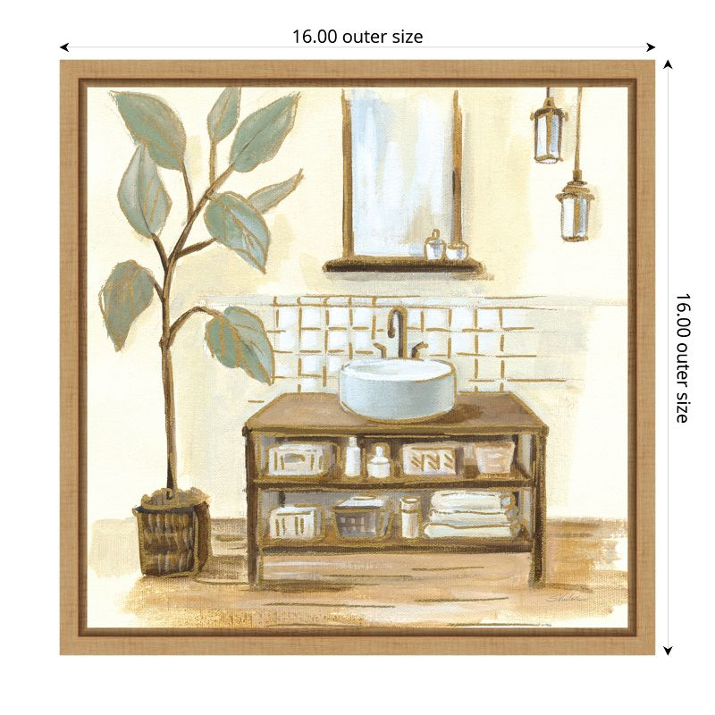 Amanti Art Sage Bathroom II by Silvia Vassileva Canvas Wall Art Print Framed 16 x 16-in.