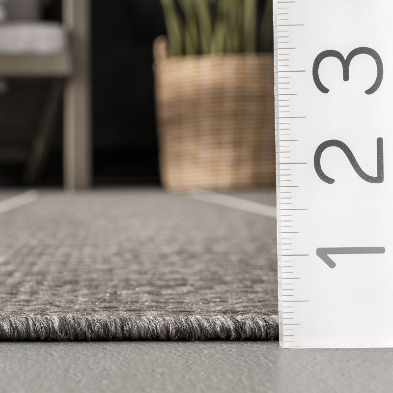 Nuloom Alaina Striped 8 Square Indoor/Outdoor Area Rug for Living Room Patio Deck Front Porch Kitchen, Dark Grey/Ivory