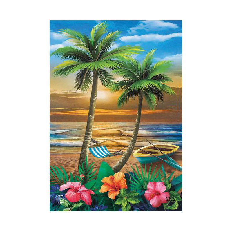 Briarwood Lane Sunset in Paradise House Flag Nautical Tropical Palm Trees 28" x 40"