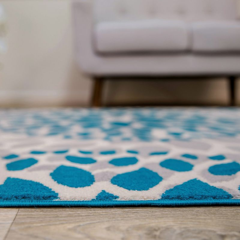 World Rug Gallery Modern Floral Circles Blue 7'6" x 9'5" Area Rug