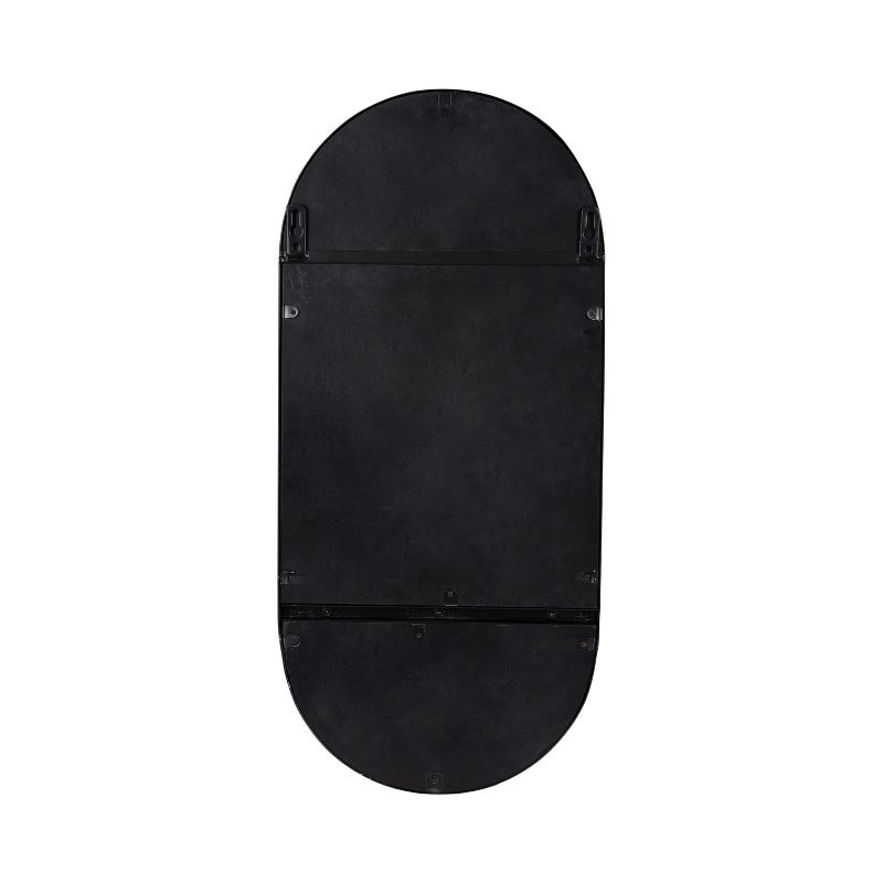 11"x25" Estero KD Metal Wall Mirror with Shelf Black - Kate & Laurel All Things Decor: Oval, Mid-Century Modern