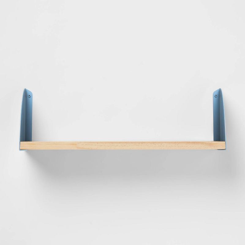Wood Kids' Shelf with Metal Brackets Blue - Pillowfort™