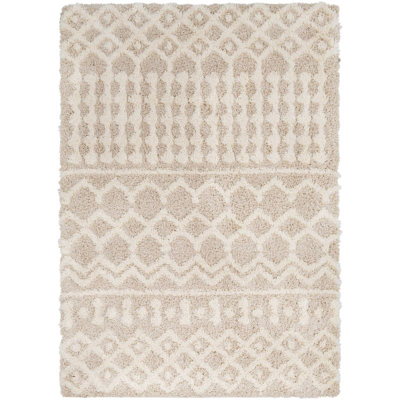 Livabliss 2'7"x5' Pinnacle Shag Global Rug Cream: High Pile, Stain & Fade-Resistant, Traditional Style