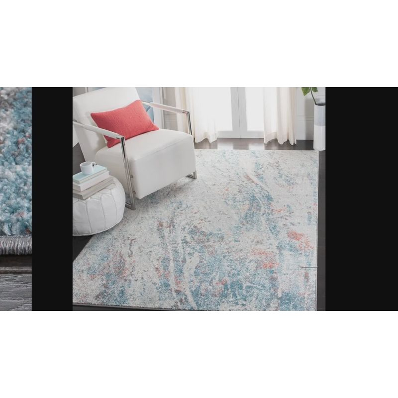 Tulum TUL210 Power Loomed Area Rug - Ivory/Blue - 3' round - Safavieh.