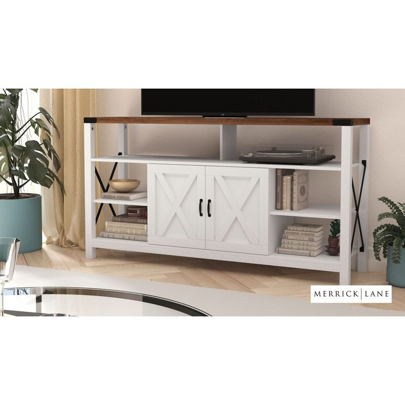 Merrick Lane 60" Media Console in Coastal Gray for 55+ Inch TV's with Open and Closed Storage