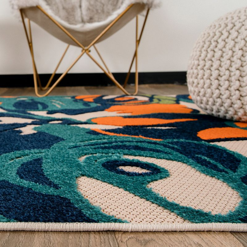 World Rug Gallery Modern Floral Indoor/Outdoor Area Rug - Multi 5' x 7'