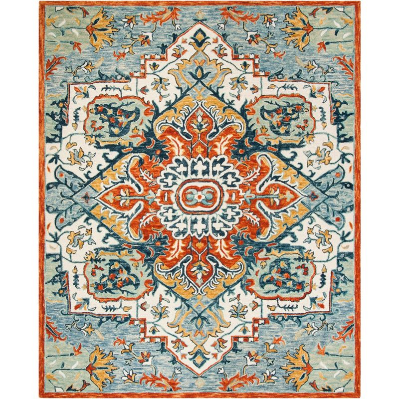 Aspen APN312 Hand Tufted Indoor Area Rug - Blue/Rust - 9'x12' - Safavieh
