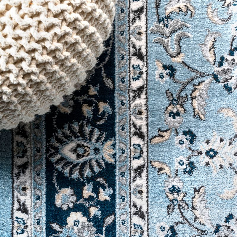 2'x 8' Palmette Modern Persian Floral Runner Rug, Blue/Navy - JONATHAN Y