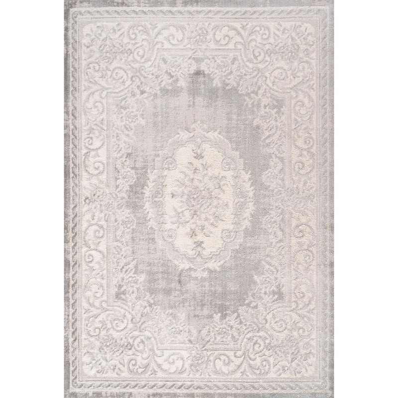 4'x6' Rosalia Cottage Medallion Area Rug, Ivory/Gray - JONATHAN Y
