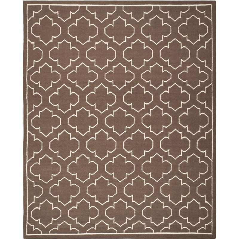 Dhurries DHU625 Hand Woven Area Rug - Brown/Ivory - 8'x10' - Safavieh.