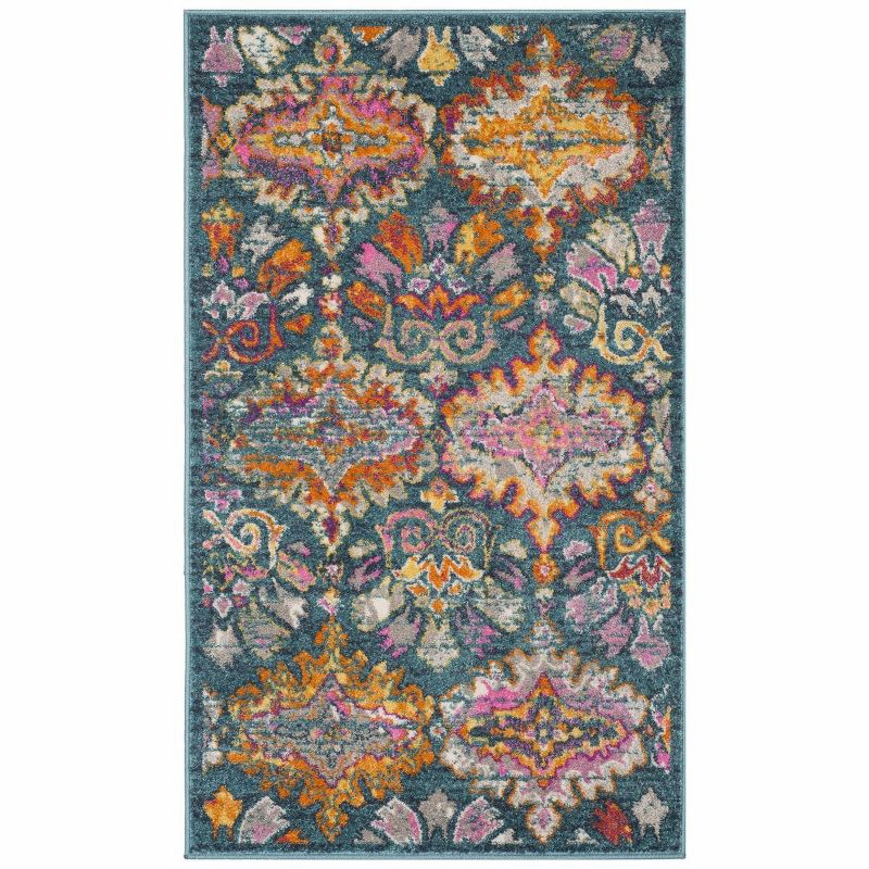 Madison MAD144 Power Loomed Indoor Accent Rug - Blue/Orange - 3'x5' - Safavieh.