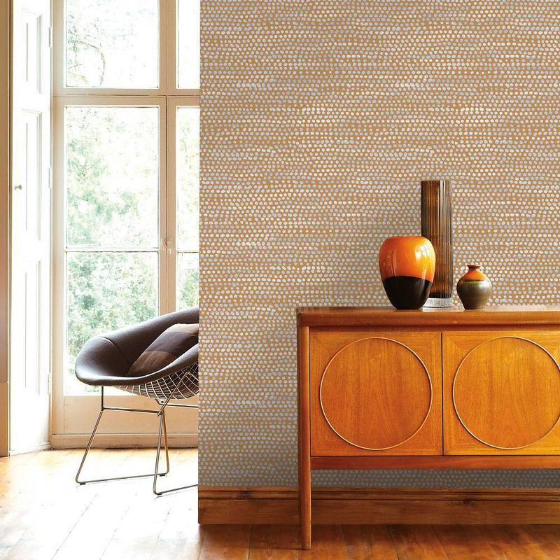 Tempaper & Co. Moire Dots Removable Peel and Stick Wallpaper, Toasted Turmeric Dots, 28 sq. ft.: Vinyl, Self-Adhesive, Modern Decor