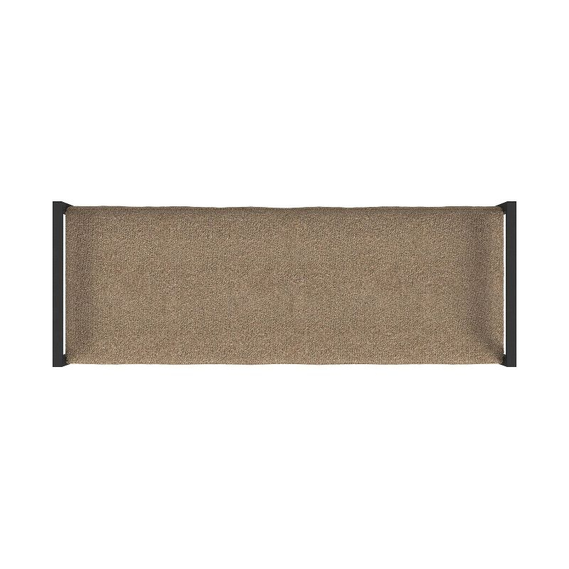 Modern Metal Faux Shearling Bench Brown - HomePop