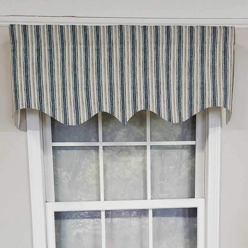 RLF Home Luxurious Modern Design Classic Brunswick Stripe Regal Style Window Valance 50" x 17" Denim