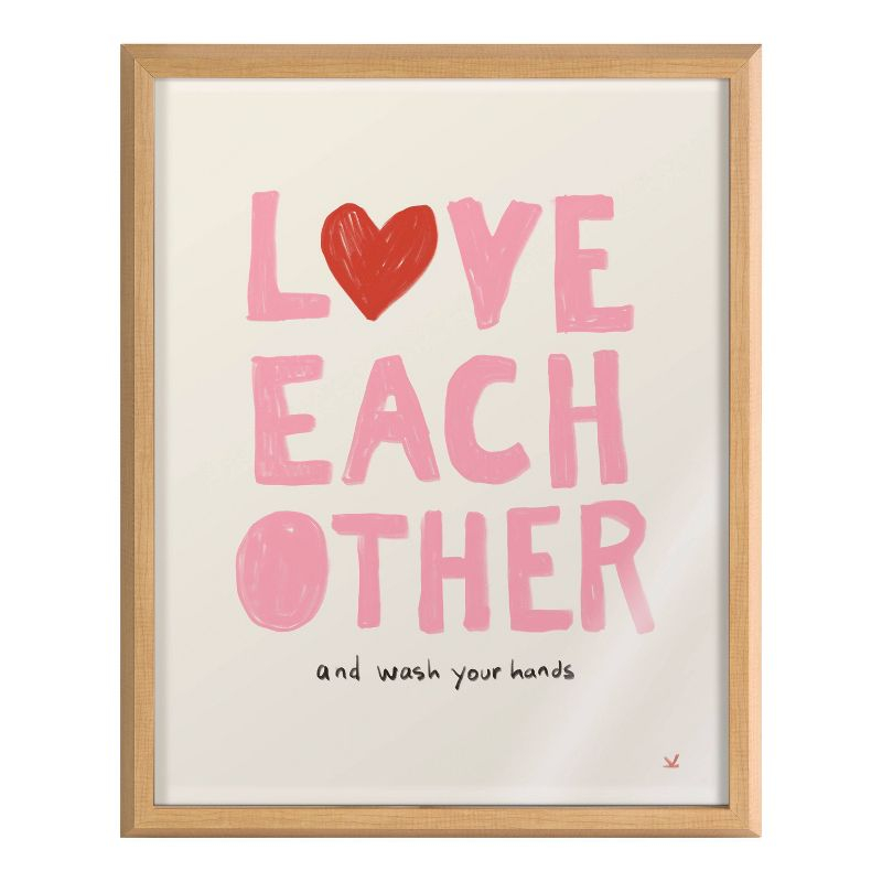 16" x 20" Blake Love Each Other by Kelly Knaga Framed Printed Glass Natural - Kate & Laurel All Things Decor