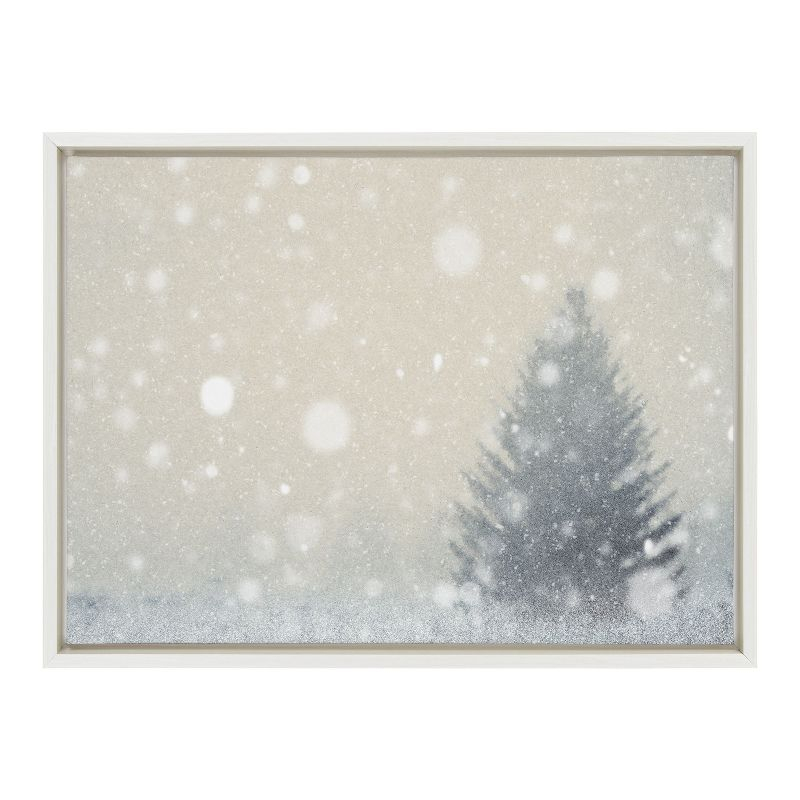 Kate and Laurel Sylvie Snow Day Framed Canvas by Robert Cadloff of Bomobob, 18x24, White