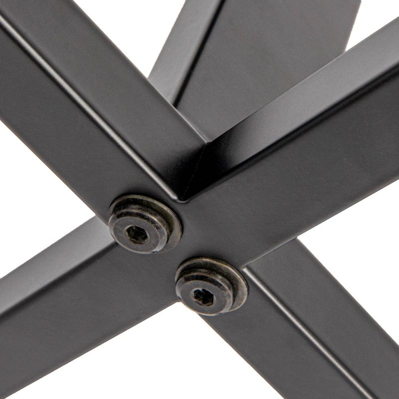 Harper Metal Bench with Boucle Upholstered Cushion, Cream and Black