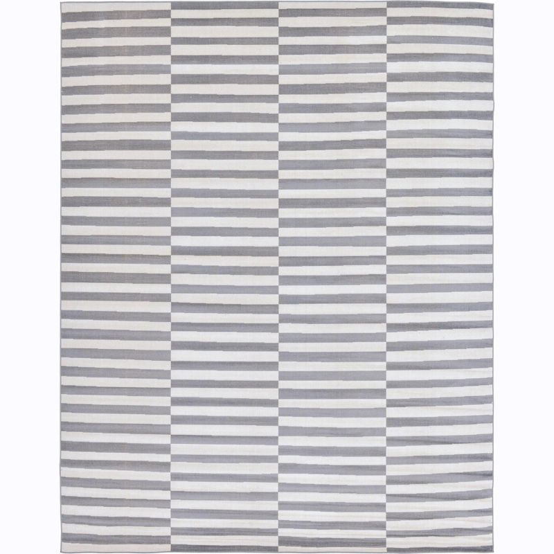 Unique Loom Williamsburg Collection Area Rug - Striped (10'  x 13' 1" Rectangle Dark Gray/Ivory)
