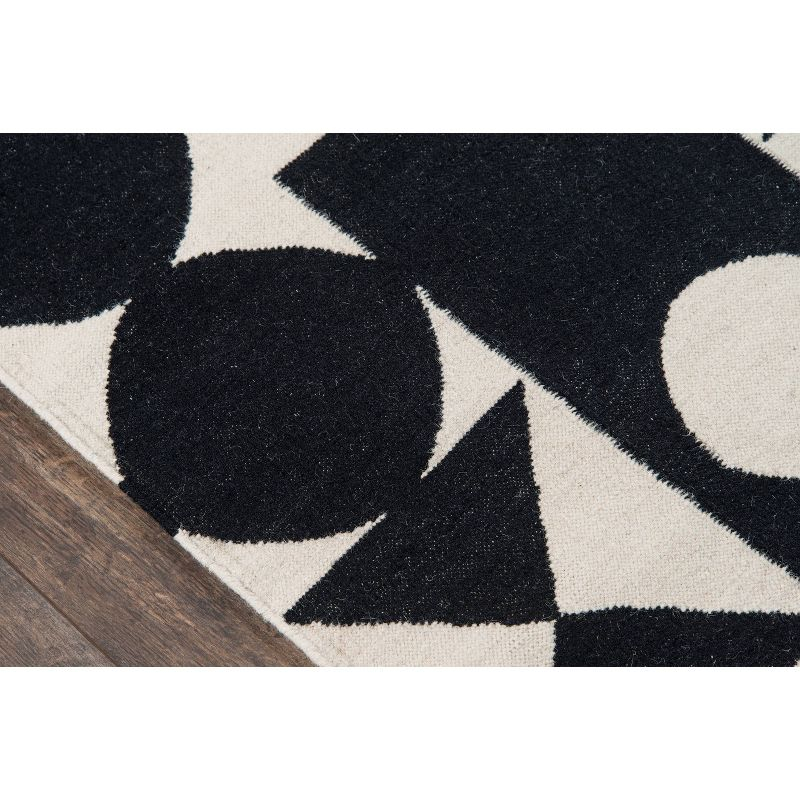 3'6"x5'6" Topanga Area Rug Black - Novogratz by Momeni: Wool, Geometric, Handmade, Low Pile, Indoor Use