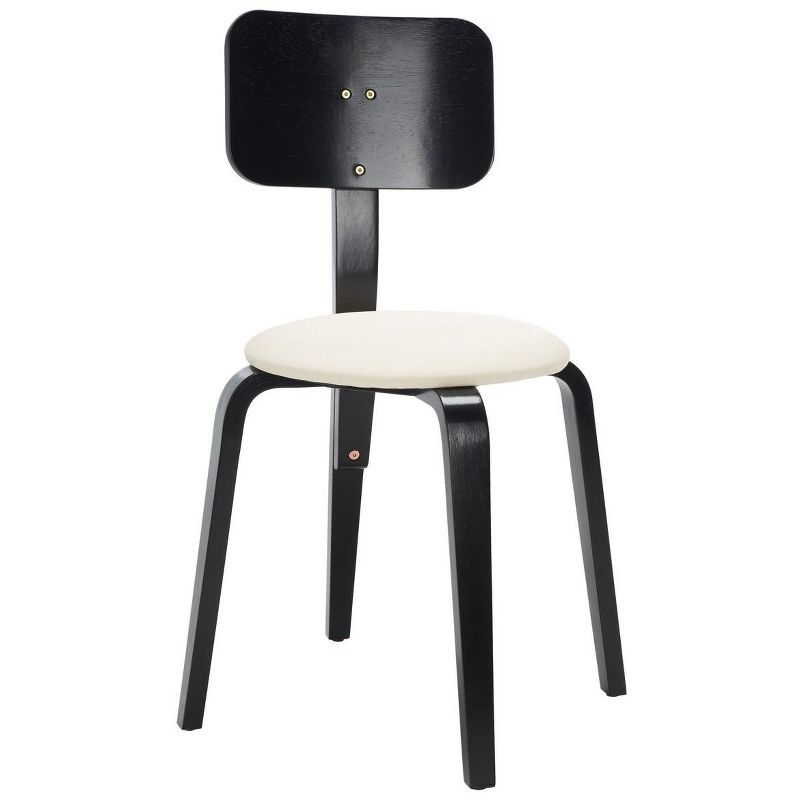 Jo Upholstered Stackable Dining Chair (Set Of 2) - Black/Creme - Safavieh