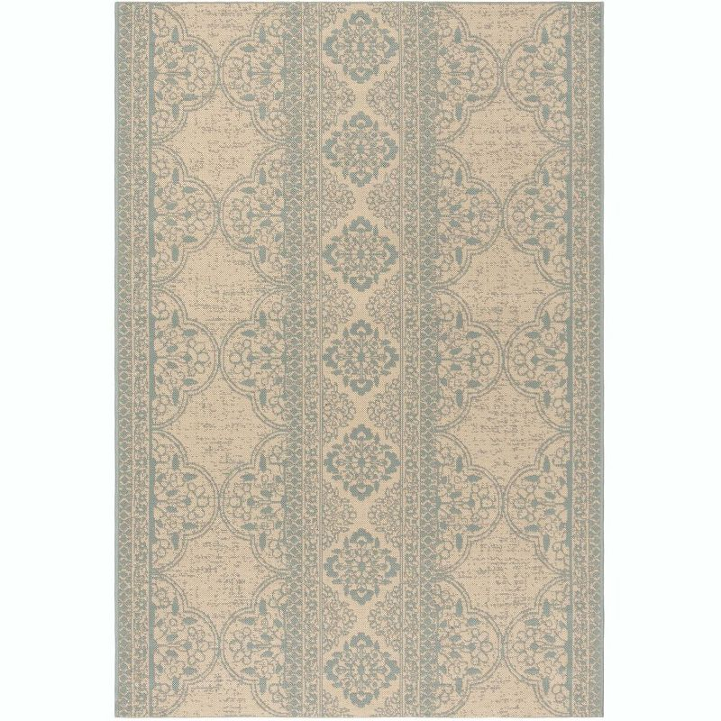 Linden LND174 Power Loomed Area Rug - Aqua/Cream - 8'x10' - Safavieh