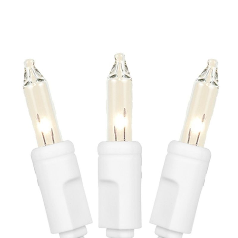 Novelty Lights 11 Feet 50 Bulb Incandescent Mini Lights, Clear with 2.5-Inch Spacing on White Wire, UL Listed for Indoor/Outdoor, Connectable