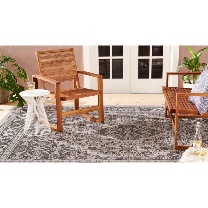 5'2" x 7'2" New York Patio Country Landry Indoor/Outdoor Rug Gray/Blue - Nicole Miller: UV & Weather-Resistant