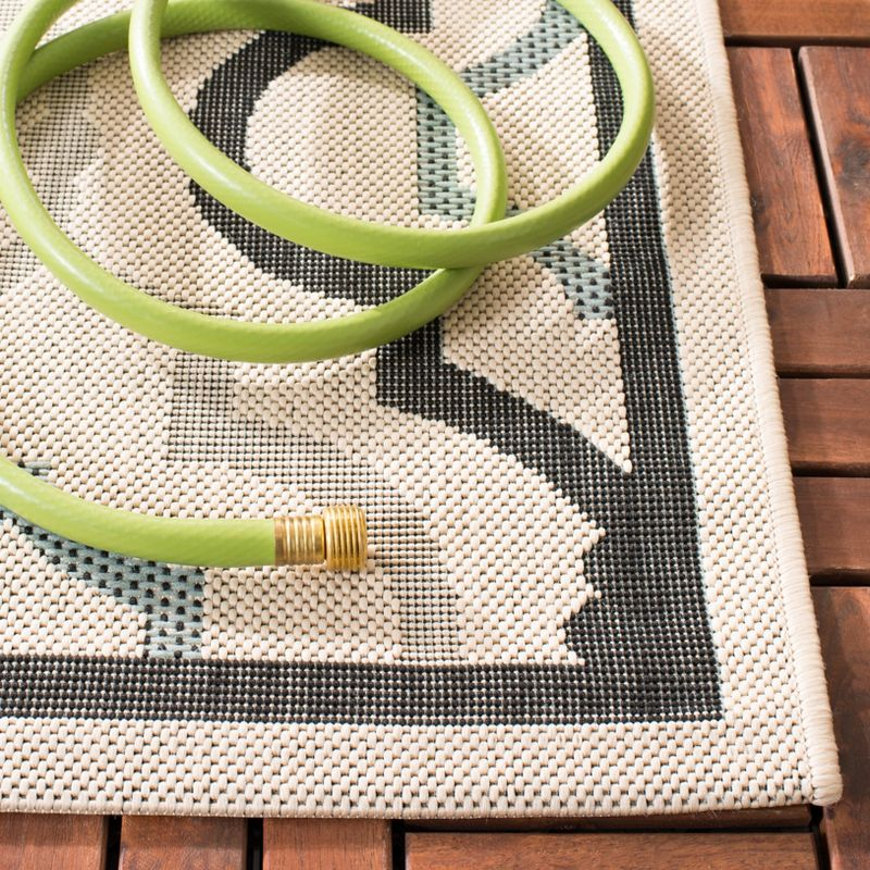 Courtyard CY7938 Power Loomed Indoor and Outdoor Runner Rug - Ivory/Black - 2'3"x12' - Safavieh