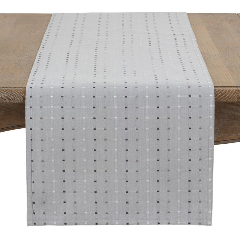 Saro Lifestyle Table Runner With Stitched Line Design, Grey, 16" x 54"