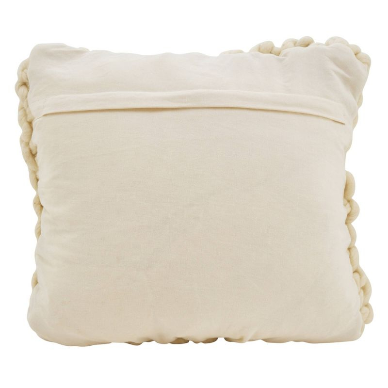 18"x18" Chunky Knit Square Throw Pillow Cover Ivory - Saro Lifestyle: Contemporary Style, Wool, Zipper Closure