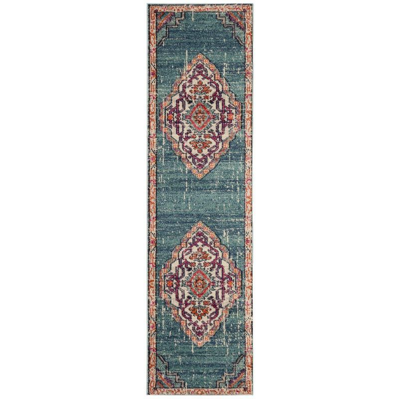 Monaco MNC254 Power Loomed Indoor Runner Rug - Blue/Multi - 2'2"x8' - Safavieh