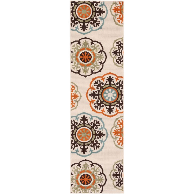 Veranda VER002 Power Loomed Indoor/Outdoor Runner Rug - Cream/Terracotta - 2'3"x8' - Safavieh.