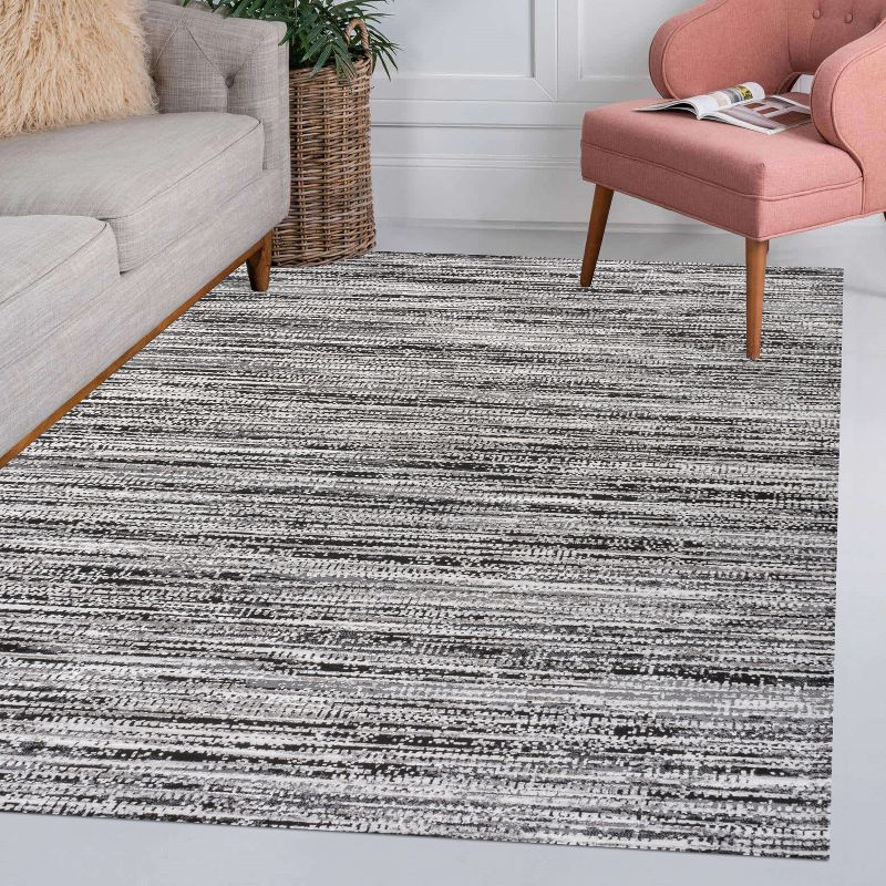 JONATHAN Y Loom Modern Strie'  Black/Gray 8 ft. x 10 ft. Area Rug