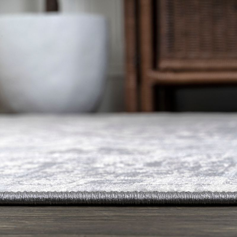 5' Square Modern Persian Vintage Medallion Area Rug, Light Gray - JONATHAN Y