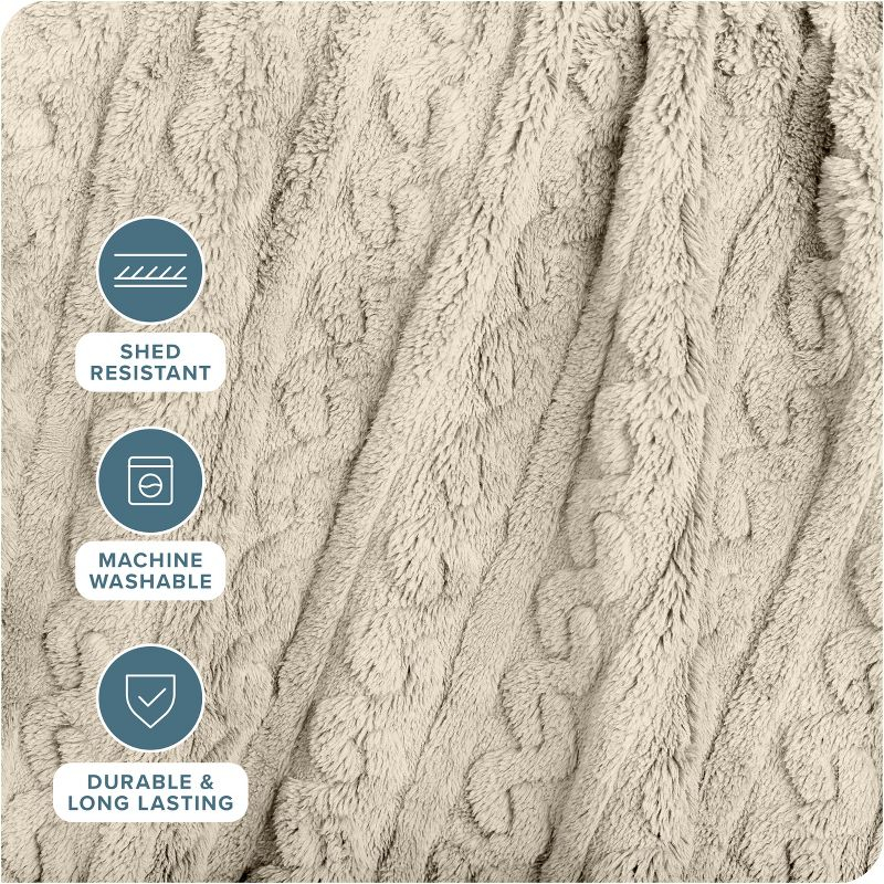 Oyster - Cable Twin/Twin XL Cozy Faux Shearling Bed Blanket by Bare Home