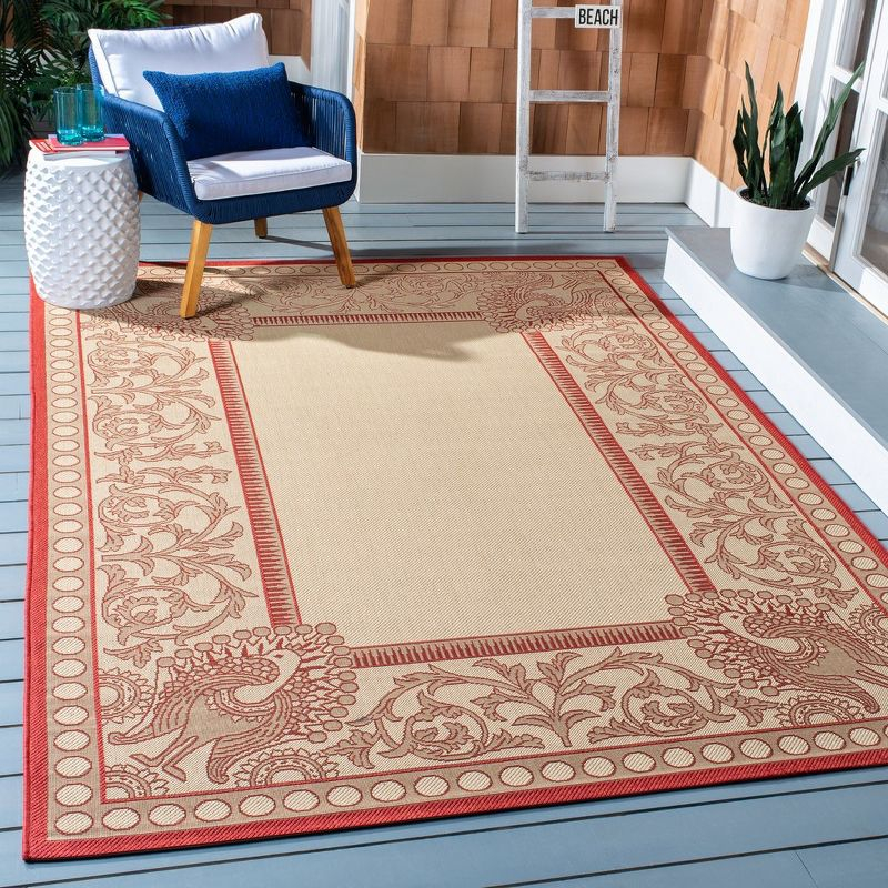 Courtyard CY2965 Power Loomed Indoor/Outdoor Accent Rug - Natural/Red - 2'7"x5' - Safavieh.