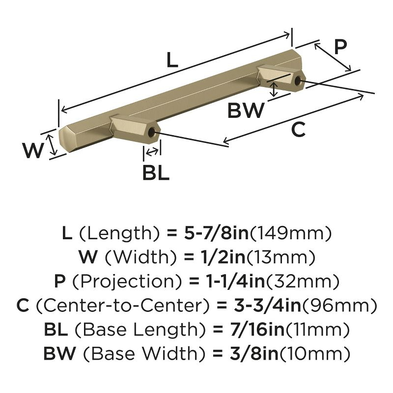 Amerock Caliber 3-3/4 inch (96mm) Center-to-Center Golden Champagne Cabinet Pull