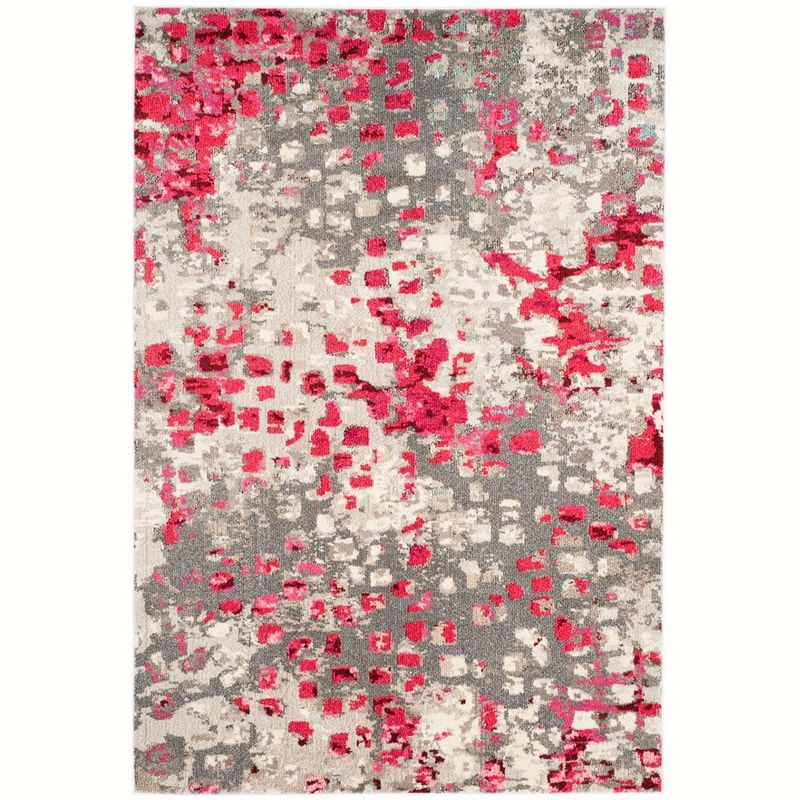 Monaco MNC225 Power Loomed Indoor Area Rug - Grey/Fuchsia - 5'1"x7'7" - Safavieh