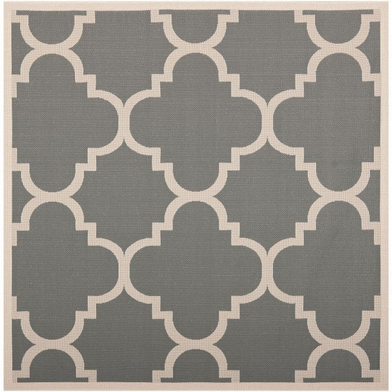 Courtyard CY6243 Power Loomed Indoor and Outdoor Area Rug - Grey/Beige - 7'10"x7'10" - Safavieh