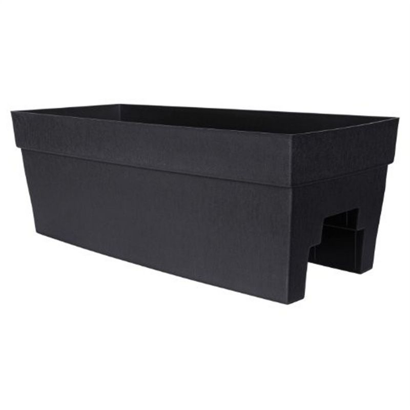 DCN Plastic Self-Watering Harmony Rail Planter, Black, 27in