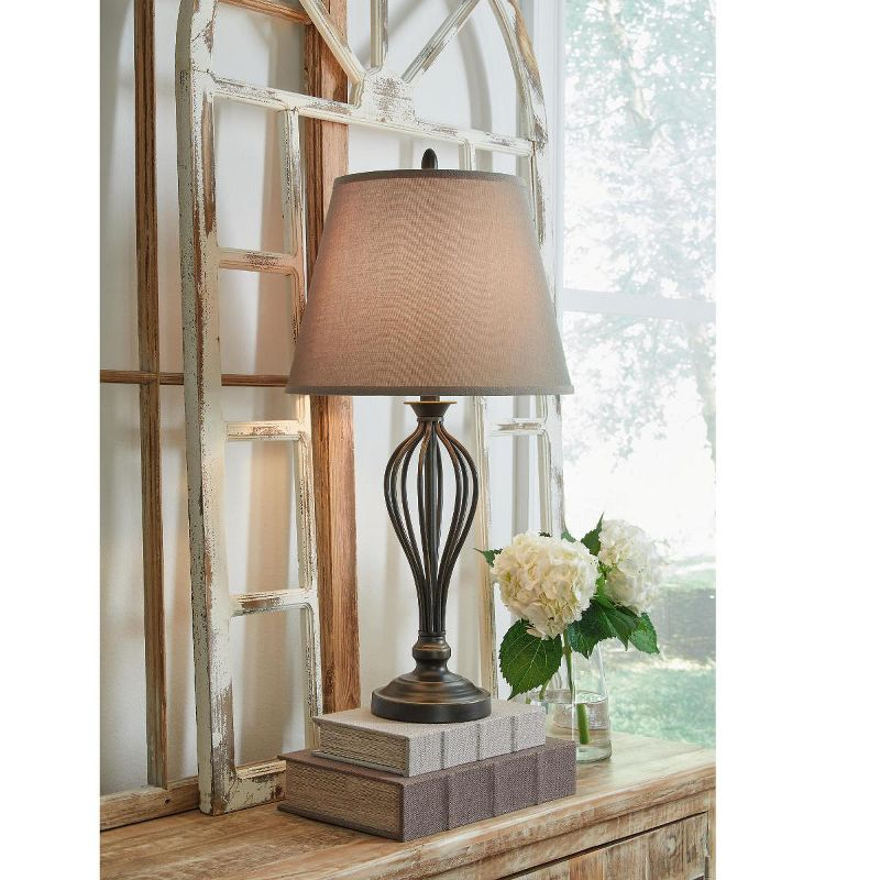 Signature Design by Ashley Ornawell Spiral USB-C Table Lamps with Fabric Shade, Bronze (Set of 2)