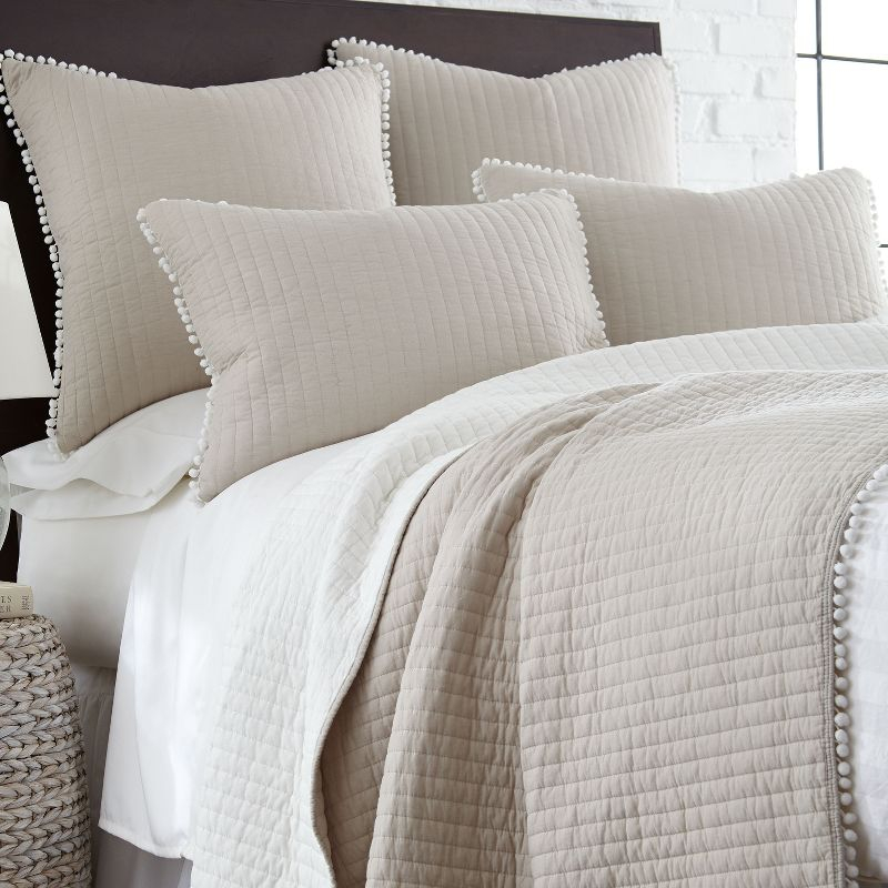 Pom Pom Taupe Twin/Twin XL Quilt - Levtex Home
