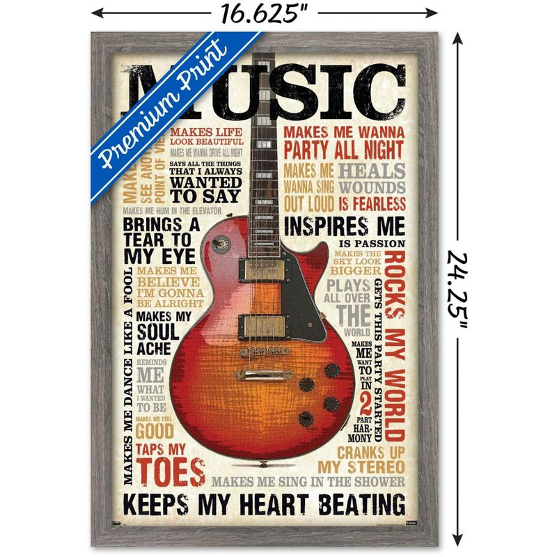 Trends International Music Inspires Me Framed Wall Poster Prints Barnwood Framed Version 14.725" x 22.375"