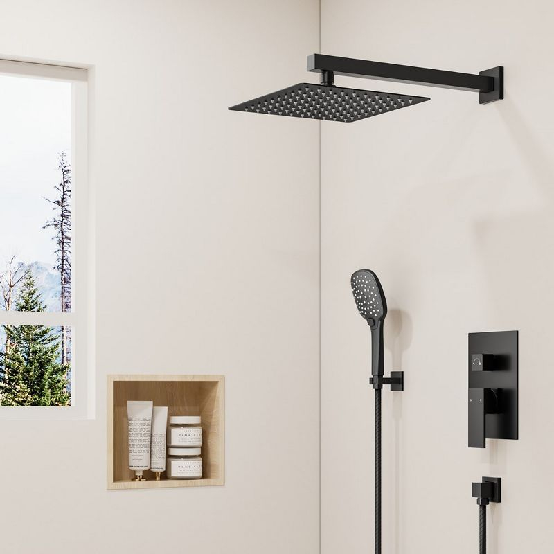 YAWWALK 10" Shower Head with 3-Spray Patterns Handheld in Matte Black (Valve Included)