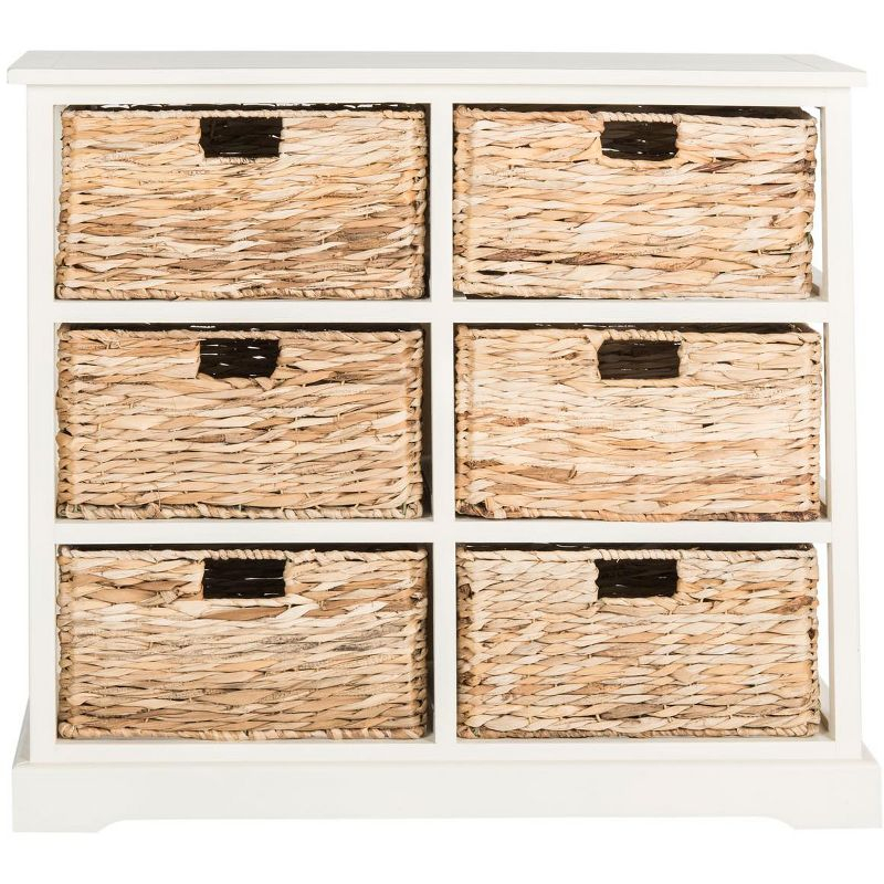 Keenan 6 Wicker Basket Storage Chest - Vintage White - Safavieh.