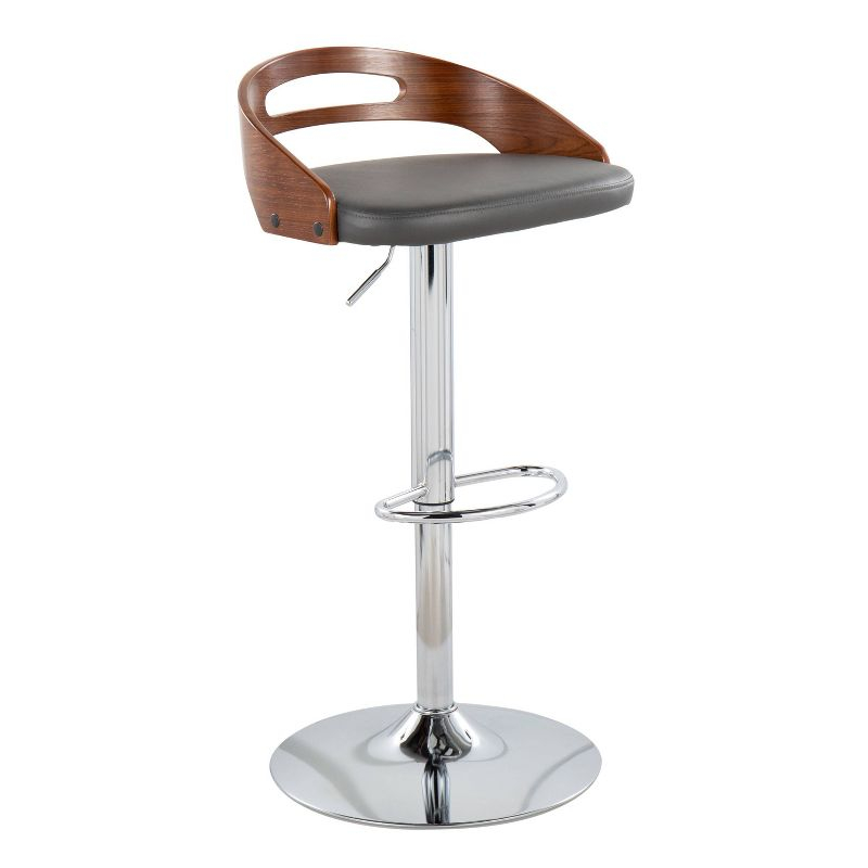 Set of 2 Cassis Upholstered Barstool Gray/Walnut - LumiSource: Kitchen Counter Stools, Swivel, Adjustable Height