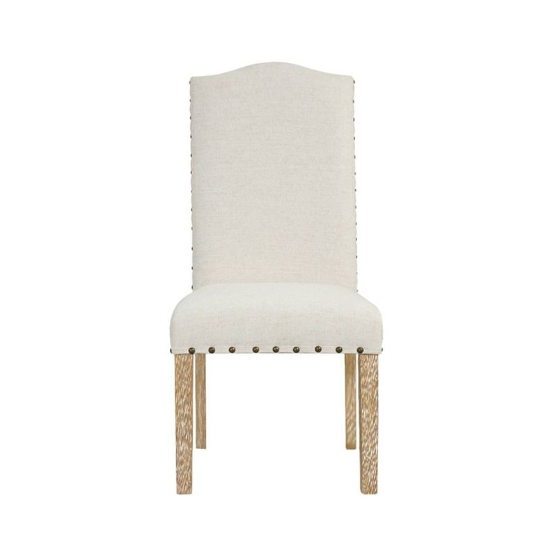 HomePop Set of 2 Curved Top Parson Dining Chairs Cream: Nailhead Trim, Upholstered, Plywood Frame
